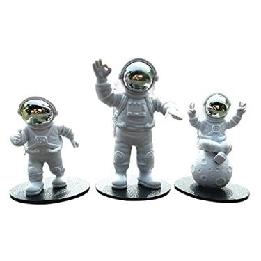 Imagem de Homozy 3X Estatueta De Escultura De Estátuas De Astronauti, Escultura De Astronauti, Decoração De Astronauti Com Tema De Espaço Exterior Para, Tamanho Real Prata