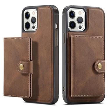 Imagem de Capa de couro de luxo magnético seguro para iPhone 13 12 Mini 12 11 Pro XS Max 8 7 Plus XR X Carteira Cartão Solt Bolsa Suporte Suporte, marrom, para iPhone 12 Mini
