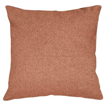 Imagem de Capa Almofada Tecido Linho Lisa Decorativa Sala Quarto 43x43 (Terracota)
