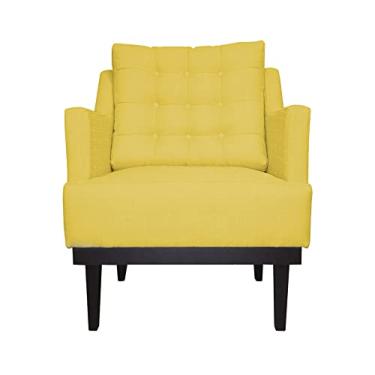 Imagem de Poltrona Decorativa Stefanie Com Base Madeira Tabaco Suede Amarelo - DS Estofados