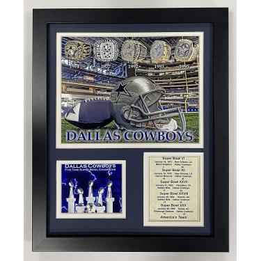 Imagem de Legends Never Die Dallas Cowboys Super Bowl Championship Rings Collectible | Coleção de fotos emoldurada decoração de arte de parede - 30,48 cm x 38,1 cm