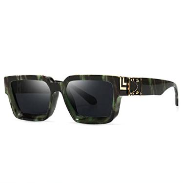Imagem de Óculos de sol retangular pequeno feminino de luxo masculino tons retrô quadrado preto óculos de sol tendência punk óculos masculinos, listras verdes, China