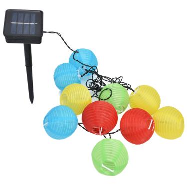 Imagem de Luz de corda solar,12 p¨¦s 10 PCS Lanterna LED Azul Verde Vermelho Amarelo Luzes de corda Alimentada por energia solar ecologicamente correta Sensor de luz de economia de energia para ¨¢rvore, p¨¢t