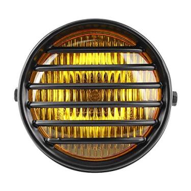 Imagem de Lâmpada de LED redonda de 15,24 cm para farol de motocicleta, lâmpada de halogêneo de 35 W universal, farol de motocicleta, estilo vintage para cafe Racer Cruiser (vidro amarelo)