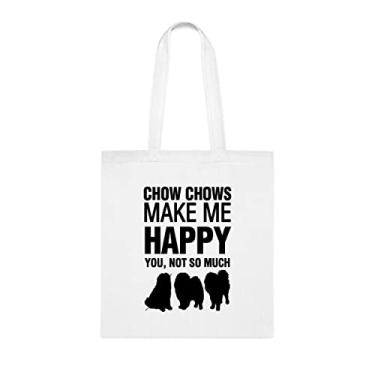 Imagem de Chowchos Make Me Happy, presente para cachorro chowchos, aniversário de cachorro chowchos bolsa de ombro para cachorro chowchos, bolsa reutilizável para cachorro Chowchos, Branco