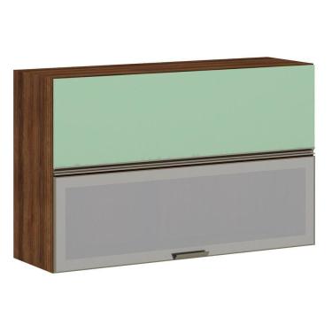 Imagem de Armário Aéreo 120cm 2 Portas Prata Dourado Com Verde Jade