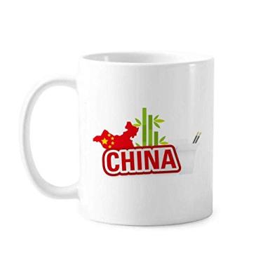 Imagem de China Map Bamboo Red China Town Caneca cerâmica café porcelana xícara de café louça