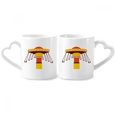 Imagem de Conjunto de canecas de porcelana para casal, conjunto de canecas de porcelana para amantes de cerâmica com coração