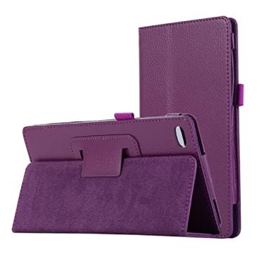 Imagem de Capa protetora para tablet Texture couro tablet case para lenovo tab 730 4F / 7504f. Capa traseira à prova de choque do protetor de fólio flexível com suporte Estojos para Tablet PC (Color : Purple)