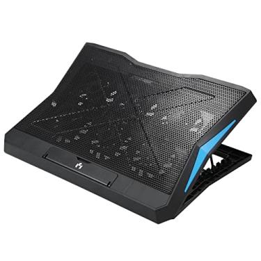 Imagem de Refrigerador de laptop dobrável Suporte de resfriamento de laptop de 6 ventiladores Baixo ruído com altura ajustável de 6 níveis Portas USB duplas Ampla compatibilidade
