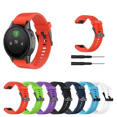 Imagem de Pulseira Silicone LTIMPORTS, compativel com Fenix 8 de 43mm e Fenix 7S/6S/5S/5S Plus (QFIT20) (Vermelho)