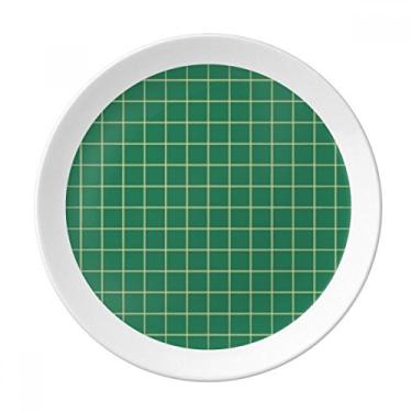 Imagem de Prato decorativo verde branco grade padrão decorativo porcelana salver louças jantar louça