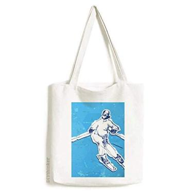 Imagem de Bolsa de lona esportiva de inverno com ilustração de snowboard, bolsa de compras, bolsa casual
