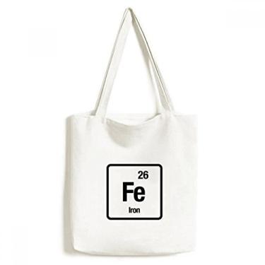 Imagem de Fe Iron Bolsa de lona com elemento químico ciência bolsa de compras casual bolsa de mão