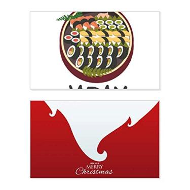Imagem de Tradicional Japonês saboroso sushi Holiday Merry Christmas Cartões de parabéns Mensagem de Natal