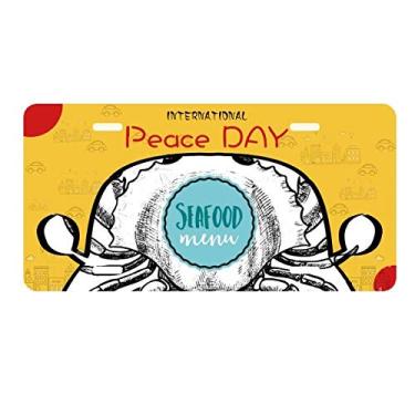 Imagem de DIYthinker Placa de licença com desenho de caranguejo com ilustração de organismo marinho etiqueta decoração de carro dia da paz