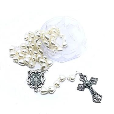 Imagem de Terço Nossa Senhora Das Graças Contas Em Coração Perola