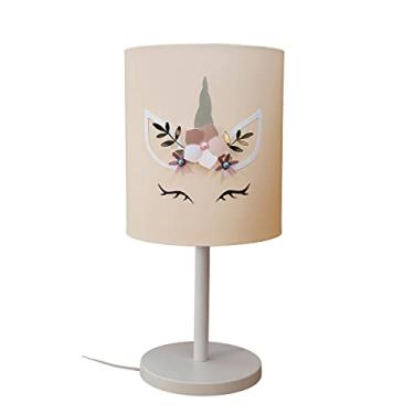 Imagem de Abajur Infantil Unicórnio - Base Branco Cúpula Crú 20x43