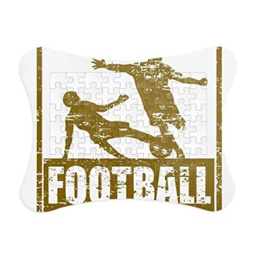 Imagem de Moldura de quebra-cabeça para decoração de quadros, jogador de futebol marrom
