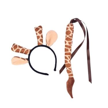 Imagem de Tachiuwa Conjunto de Orelhas de Girafa E Cauda Longa para Apresentação em Palco de Baile de Máscaras em Festas Chiques
