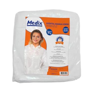 Imagem de MEDIX Avental Descartável Manga Longa 40G Medix - Pacote Com 10 Unidades