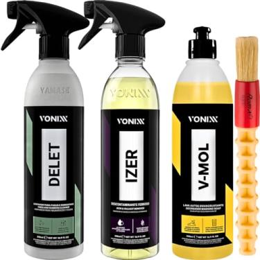 Imagem de KIT DESCONTAMINANTE FERROSO IZER SHAMPOO XAMPO V-MOL DELET RESTAURADOR DE PNEUS E BORRACHAS VONIXX
