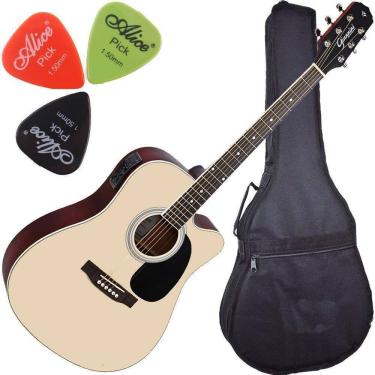 Imagem de Kit Violão Eletroacústico Folk Afinador Giannini Gdc-1 Satin