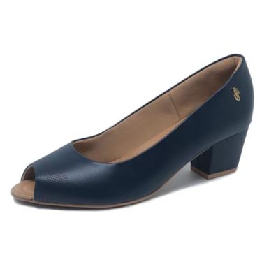 Imagem de Sapato Feminino Salto Conforto Couro PeepToe Usaflex Q6697
