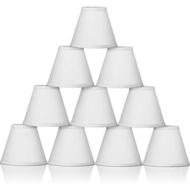 Imagem de Lustre abajur pequeno abajur encaixável abajur de linho abajur, 3" x 6" x 5", conjunto de 10 (branco)