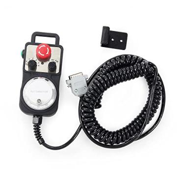 Imagem de CNC 4 eixos MPG pingente volante com conector de 15 pinos parada de emergência 5V 100PPR Gerador de pulso manual suspenso plug and play para DDCSV3.1 DDCS Expert/máquina CNC de 4 eixos