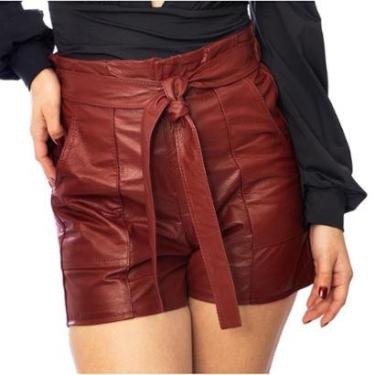 Imagem de Short Clochard Em Couro Bovino Legítimo-Feminino