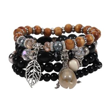 Imagem de OIDIMS Pulseiras de contas empilháveis boêmias para mulheres, meninas, elásticas, estilo boêmio, multicamadas, contas de cristal sintético, hippie, feitas à mão, joias de férias na praia, verão,