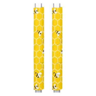 Imagem de Conjunto de 2 capas de maçanetas de geladeira de abelha amarela fofa para utensílios de cozinha laváveis protetor de decoração para geladeira, micro-ondas, máquina de lavar louça, forno mantenha longe de manchas de alimentos, óleo