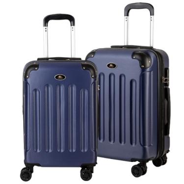 Imagem de Malas de Viagem Kit Bordo Expansível Fibra rígida ABS ZL110 World Onboard com Rodas que giram 360º de engate removiveis e cadeado embarcado (Preto) (Azul)