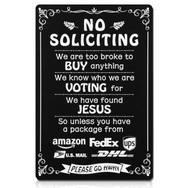 Imagem de Placa engraçada sem solicitação para casa, porta da frente, varanda, quintal, casa, 20 x 30 cm, humor negro, sem solicitação, com letras brancas, para residência de campainha de anel