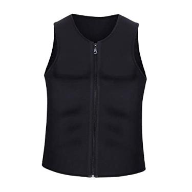 Imagem de Colaxi Camiseta masculina de neoprene sauna colete suor Redu Fat modelador corporal academia tops quentes - XGG