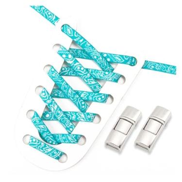 Imagem de Metal Lock Lazy People Shoelace Mix And Match Colors Outdoor Sport Elastic Shoelaces Children Adult Shoe Accessories(Mint green white)