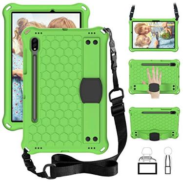 Imagem de Capa bumper para Samsung Galaxy Tab S9 FE/S9/S8/S7 11 polegadas, Techcircle à prova de choque [alça elástica de mão] capa protetora de espuma vinílica acetinada com alça de ombro infantil para Tab