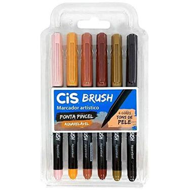 Imagem de Caneta pincel Brush Aquarelável com 6 cores tons de pele Cis