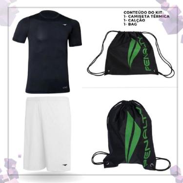 Imagem de Kit Penalty Calção + Camiseta Térmica + Bag, Branco, Preto, GG