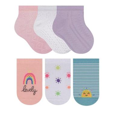 Imagem de 6 Pares De Meia Lisa Selene Infantil Kids Cano Baixo Para Crianças, Ro