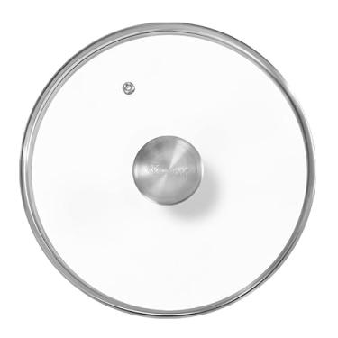 Imagem de Victoria Tampa de vidro redonda de 20 cm para frigideira ou frigideira de ferro fundido, feita sob medida apenas para a marca Victoria com diâmetro de 19 cm