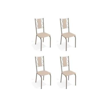 Imagem de Cadeira Sala de Jantar Lisboa 4C076 Kit 4 Un Níquel/Courano Nude - Kap