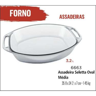 Imagem de 3 Forma assadeiras de vidro Alça Oval 3,2lts Marinex Vidro - Nadir Fig