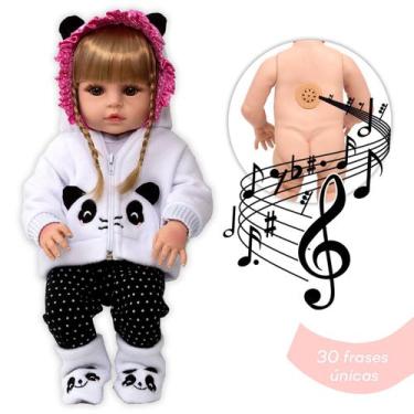 Imagem de Bebe Reborn Silicone Menina Panda Loira Linda Fala e Chora - Cegonha R
