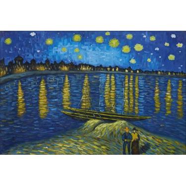Imagem de Painel de Lona Noite Estrelada Sobre o Ródano Pintura Van Gogh 300x200