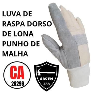 Imagem de Luva Mista Raspa Dorso Punho Proteção Segurança Epi Trabalho Lona Refo