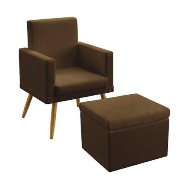 Imagem de Poltrona Vega Com Rodapé Com Puff Quasar Sued Marrom Aradecor