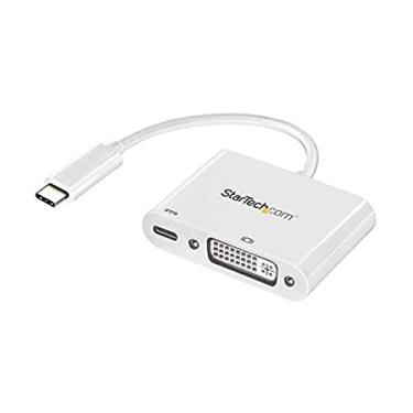 Imagem de StarTech Adaptador USB C para DVI com entrega de energia Conversor de vídeo 1080p USB tipo-C para DVI-D Single Link com carregamento Pass-Through PD 60W Compatível Thunderbolt 3 Branco (CDP2DVIUCPW)