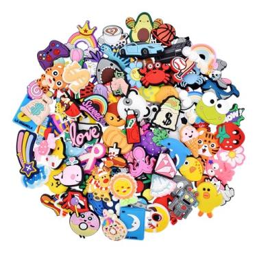 Imagem de Ibuclein Lote de pingentes de sapatos aleatórios 40, 60, 100, 150, 185, 200 peças diferentes decorações de pingentes de sapatos mistos adoráveis animais de PVC flores bolas letras números formas